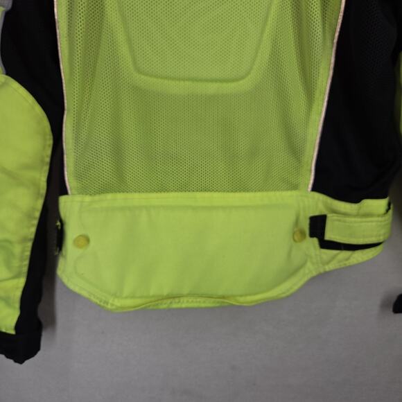 Vtg Fieldsheer Jacket Mens XL Neon Green Padded Motorcycle Biking Coat Road Rash - Picture 10 of 13